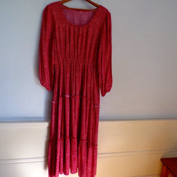 Red Tiered Maxi Dress - Picture 1 of 5